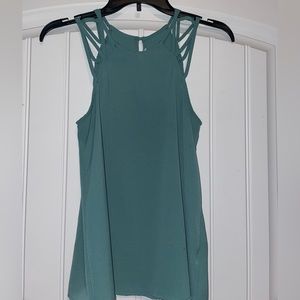 Green tank top with fun straps, size small